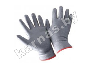 Перчатки нейлоновые (серые) с полиуретановым покрытием - 470