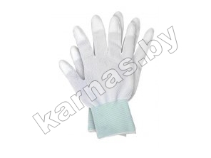 Перчатки  нейлоновые,  покрытие - полиуретан на кончиках пальцев (белые) 471